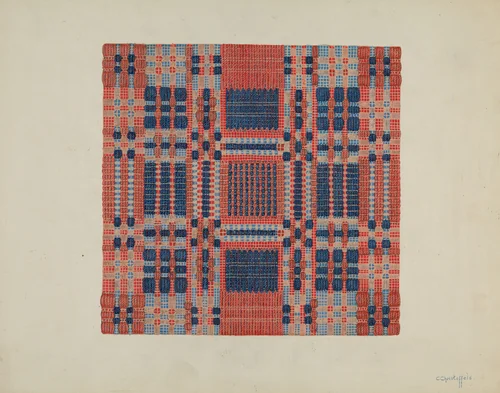 Coverlet (Section) by Cornelius Christoffels, index of american design, 1935-1942