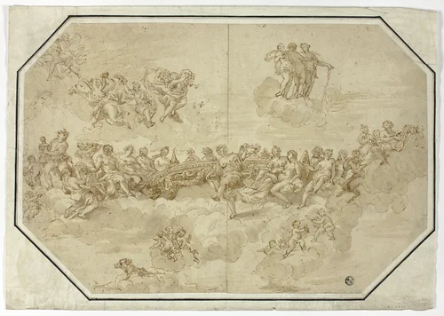 Feast of the Gods: Ceiling Design by Unknown Artist, drawing, 1690-1710