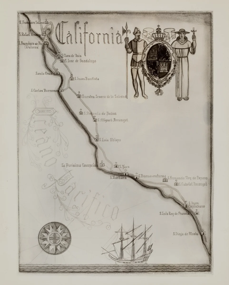 Map by Norman Kamps, index of american design, 1935-1942