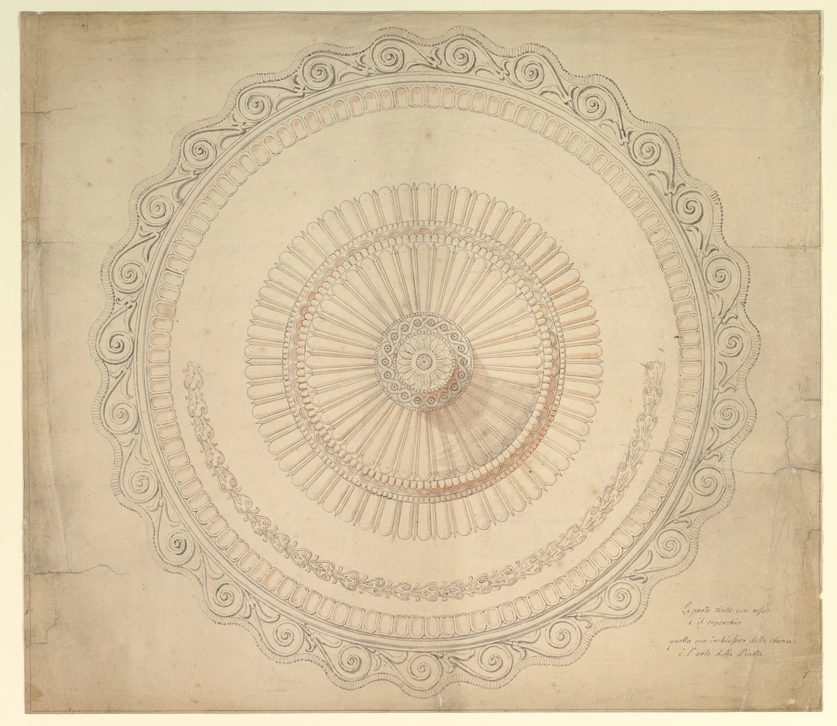 Design for a Porcelain Plate by anonymous, drawing, 1780-1800