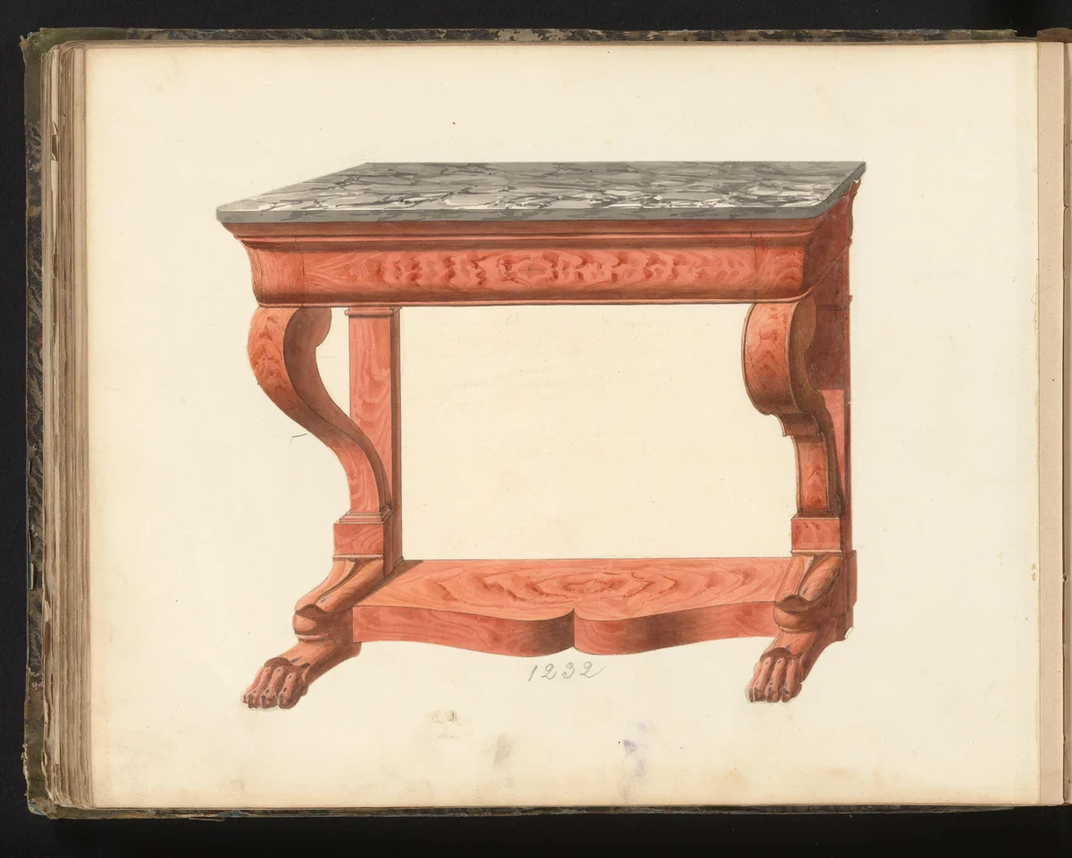 Ontwerp voor een wandtafel by anonymous, drawing, 1825-1839