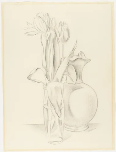 Tulips and Etruscan Vase by Charles Sheeler, drawing, 1922