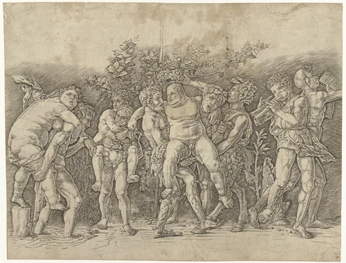 Bacchanaal met Silenus by Andrea Mantegna, print, 1473-1477