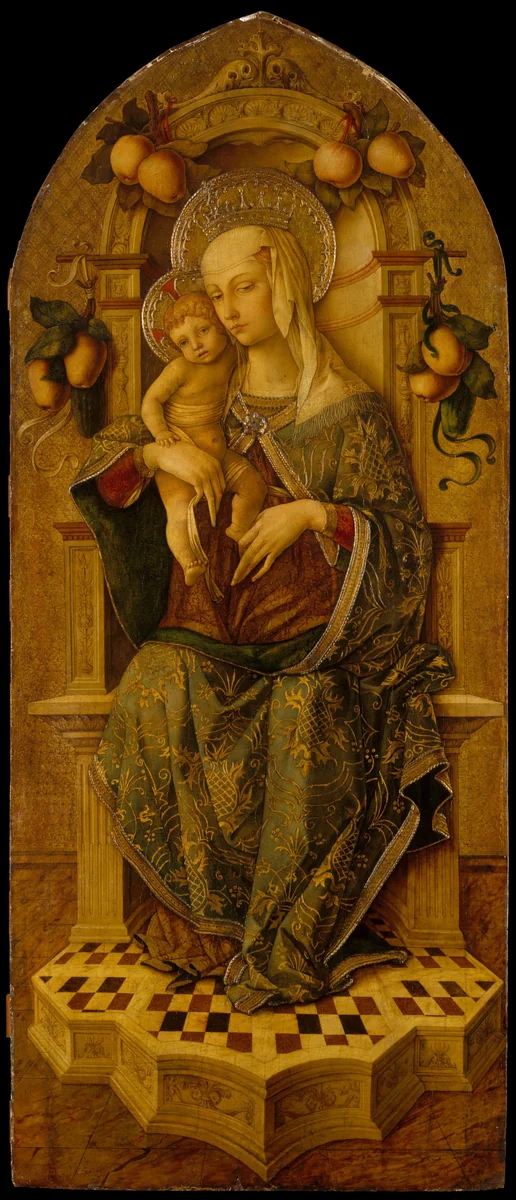 Madonna and Child Enthroned by Nicola di Maestro Antonio, painting, 1470-1480