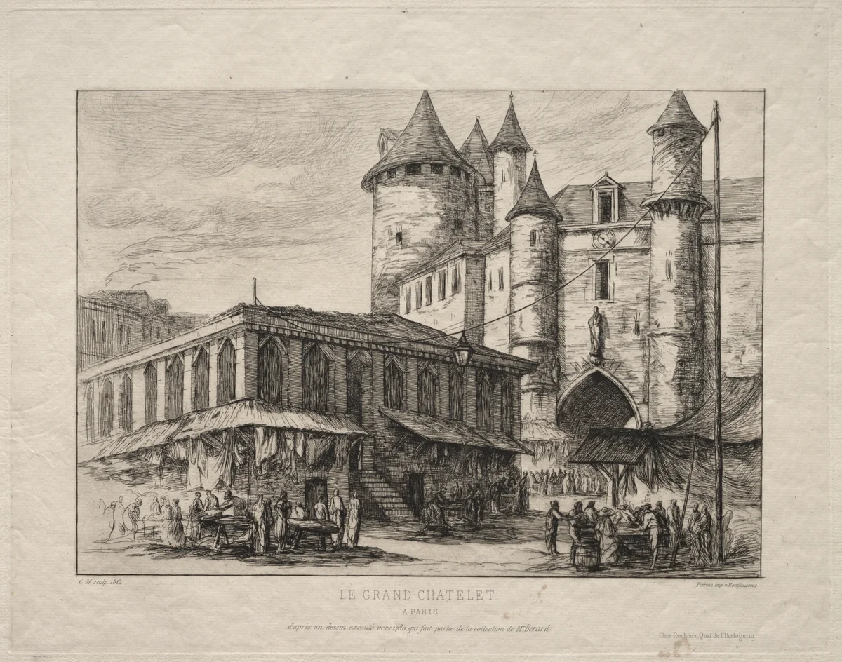 The Grand Châtelet, Paris, about 1780 by Charles Meryon, print, 1861