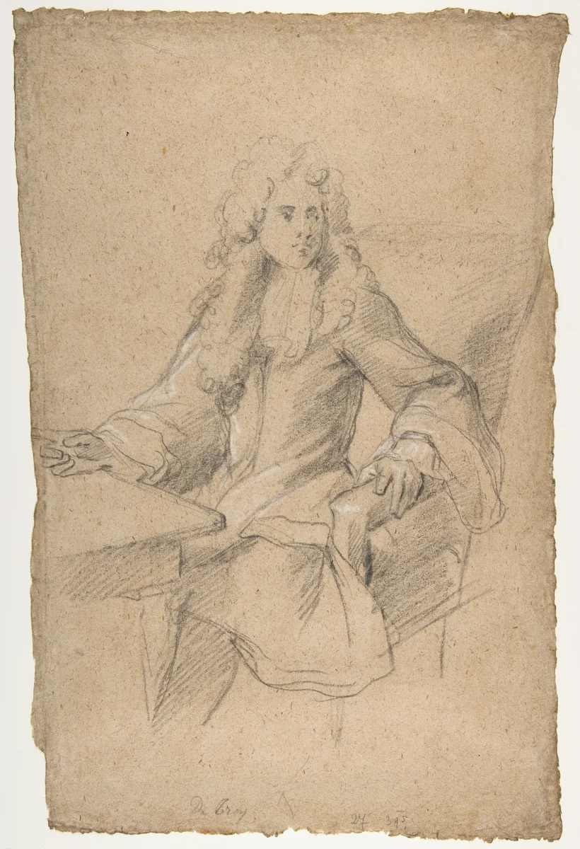 Gentleman Seated at a Table by François de Troy, drawing, 1655-1730