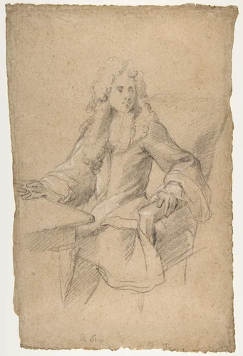 Gentleman Seated at a Table by François de Troy, drawing, 1655-1730