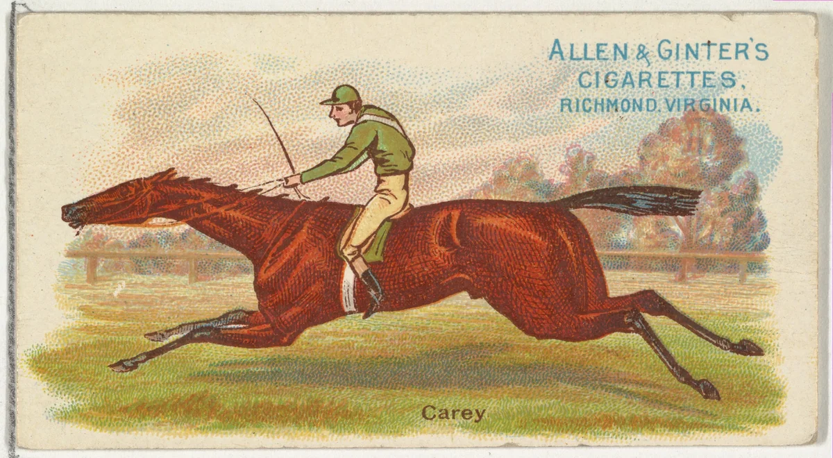 Carey, from The World's Racers series (N32) for Allen & Ginter Cigarettes by Allen & Ginter, print, 1888