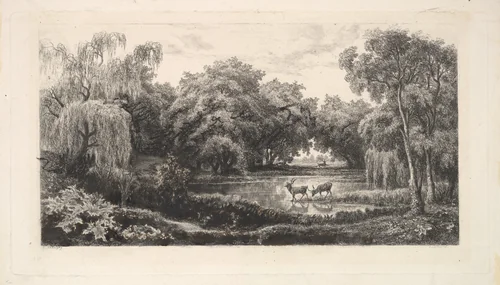 The Deer Pond by Charles-François Daubigny, print, 1837-1878