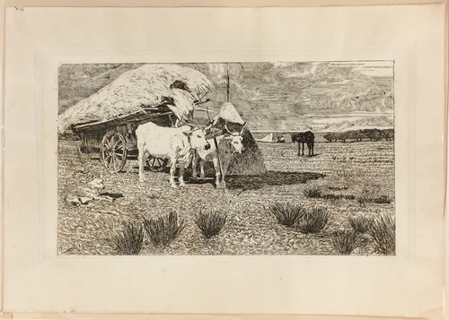 Oxen and Wagon (Maremma) by Giovanni Fattori, print, 1886-1887