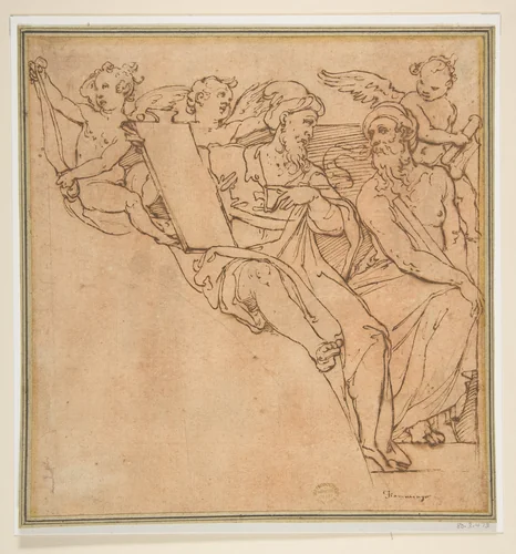 Decorative Group by Federico Zuccaro, drawing, 1500-1600