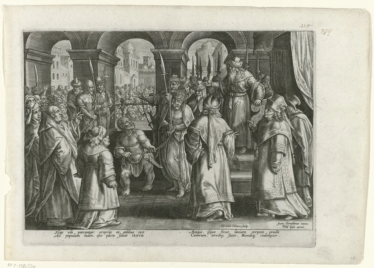 Pilatus verklaart Christus onschuldig by Unknown, print, 1585-1586