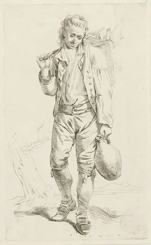 Boer met kruik by Johannes Pieter de Frey, print, 1770-1834