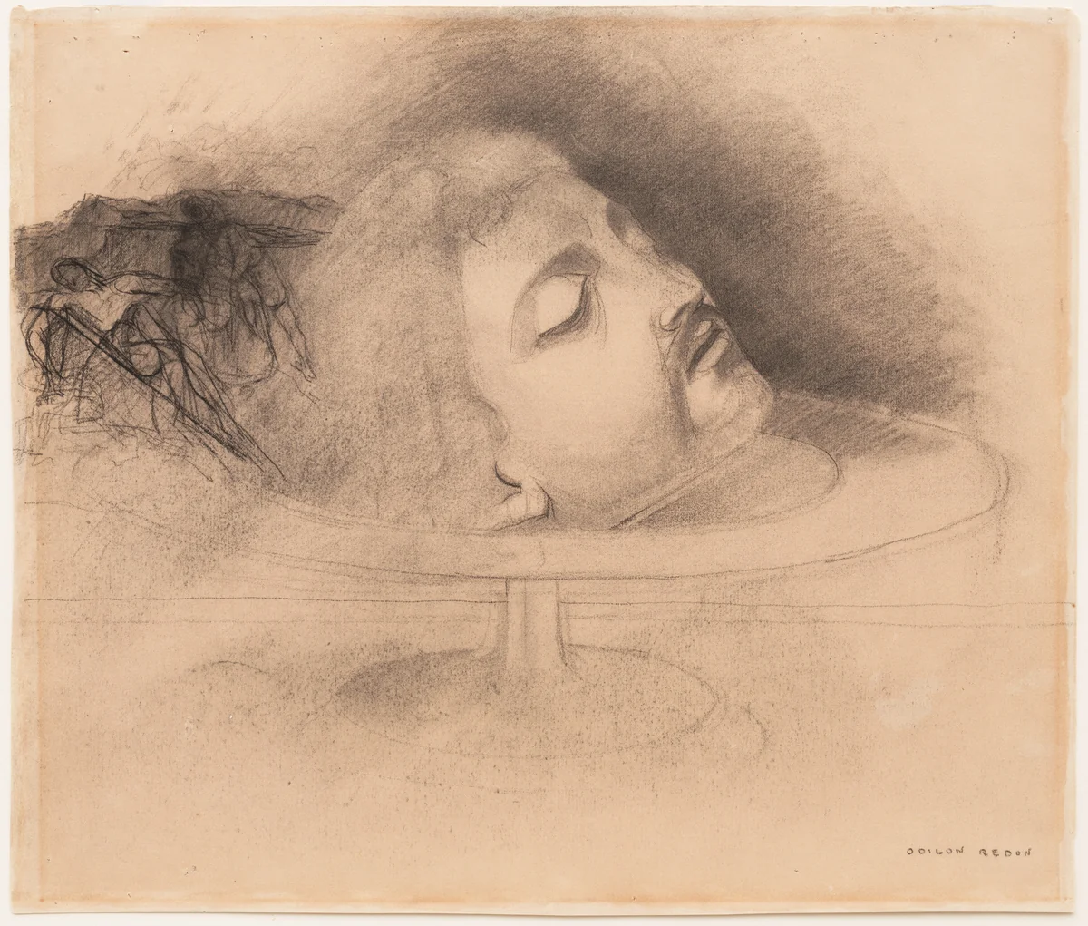 The Head of Saint John the Baptist (after Andrea Solario) by Odilon Redon, drawing, 1868