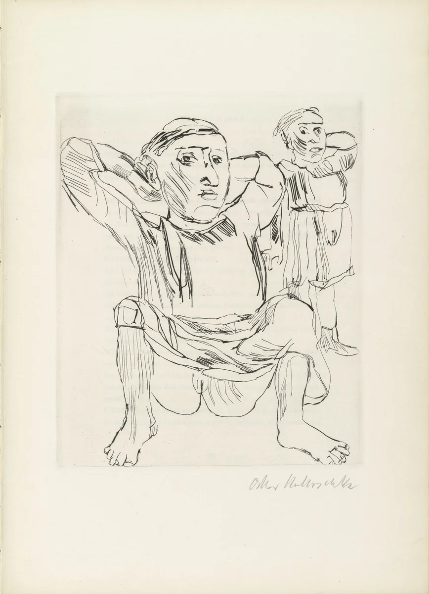 Two People (Zwei Menschen) (plate, inbetween page 32-33) from Geh, mach die Tür zu, es zieht! (Close the Door, Will You, There Is a Draft) by Oskar Kokoschka, illustrated book, 1926