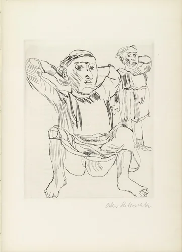 Two People (Zwei Menschen) (plate, inbetween page 32-33) from Geh, mach die Tür zu, es zieht! (Close the Door, Will You, There Is a Draft) by Oskar Kokoschka, illustrated book, 1926
