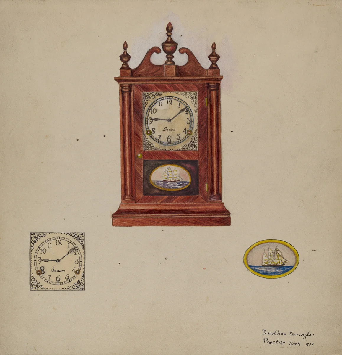 Clock, Antique by Dorothea A. Farrington, index of american design, 1938