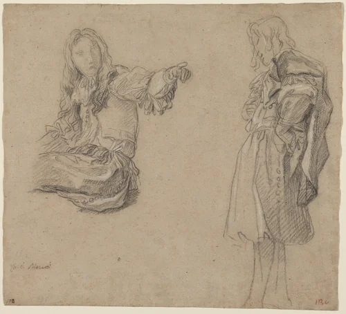 Two Men in Elaborate Costumes by Carlo Maratta, drawing, 1680