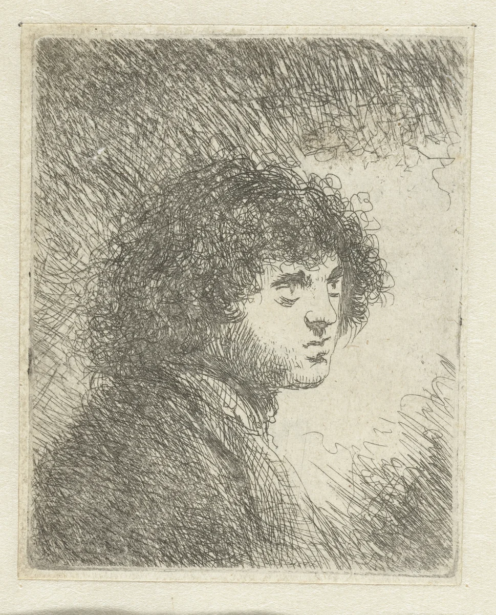 Borstbeeld van een jonge man by Jan Lievens, print, 1625-1674