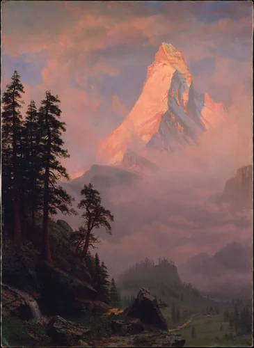 Sunrise on the Matterhorn by Albert Bierstadt, artwork, 1876-1885
