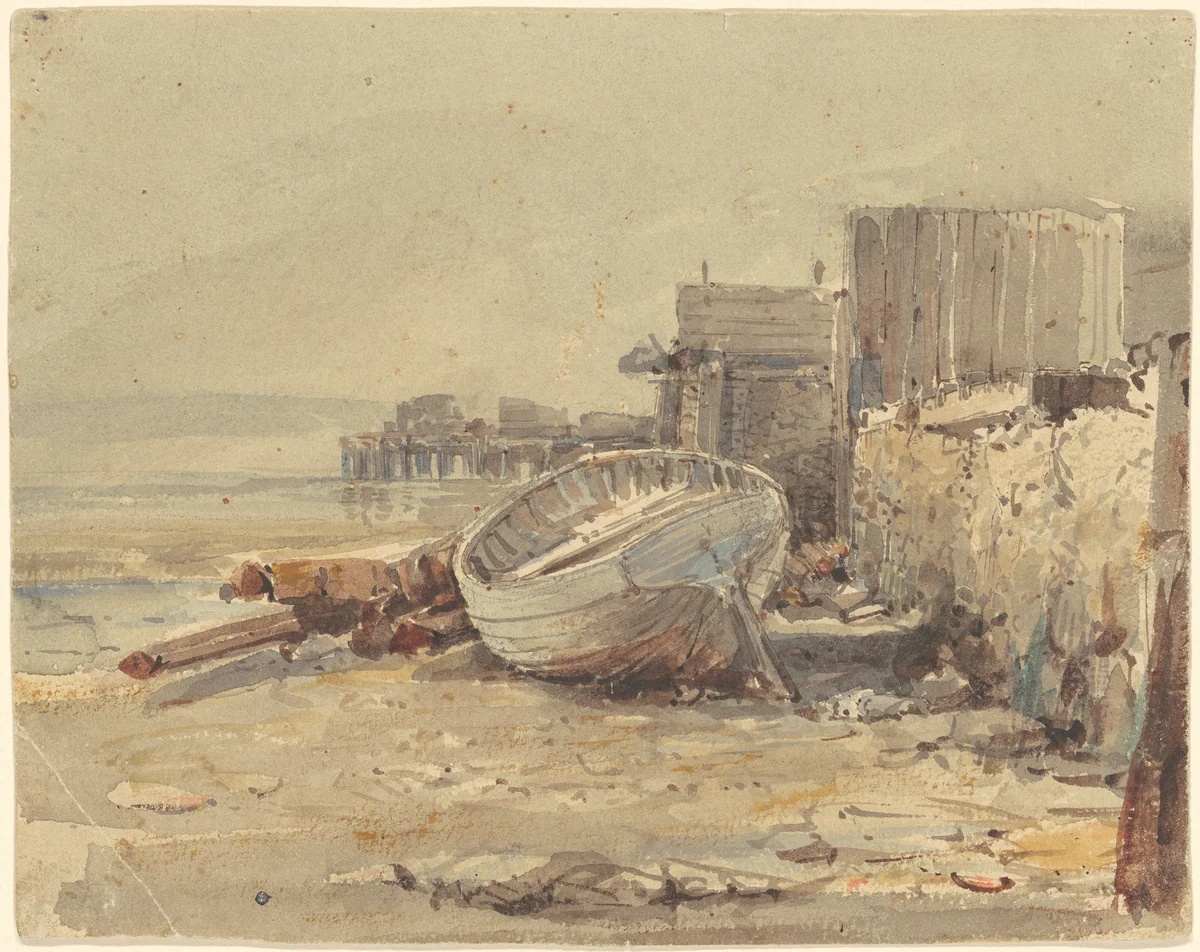Beached Vessel by George Loring Brown, drawing, 1875-1885