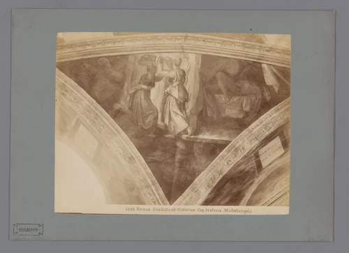 Fotoreproductie van het fresco Judith en Holofernes door Michelangelo in de Sixtijnse kapel by anonymous, photograph, 1851-1900