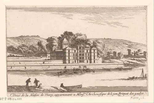 Gezicht op het kasteel van Neuville-sur-Saône by Israël Silvestre, print, 1631-1691