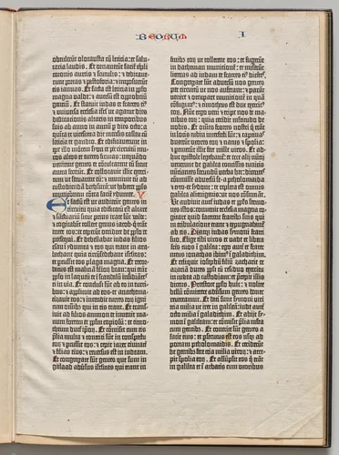 Page from a Gutenberg Bible by Johann Gutenberg, book, 1450-1455