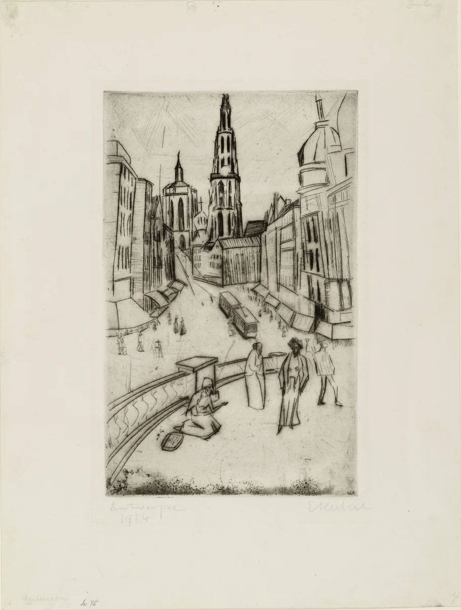 Antwerp (Antwerpen) by Erich Heckel, print, 1914