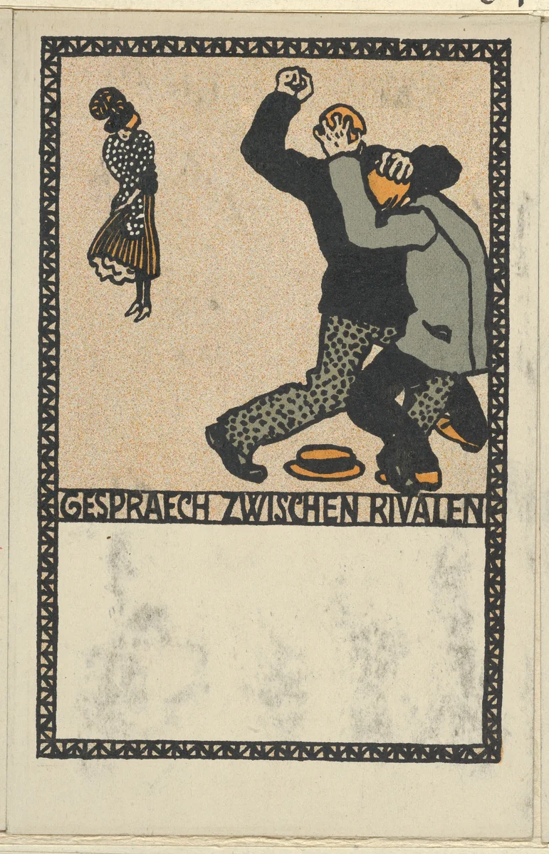 Conversation Between Rivals (Gespraech Zwischen Rivalen) by Moriz Jung, print, 1907