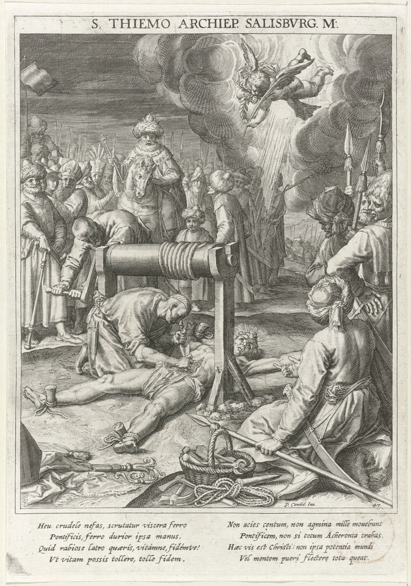 Marteldood van Theodomarus van Salzburg by Raphaël Sadeler, print, 1615
