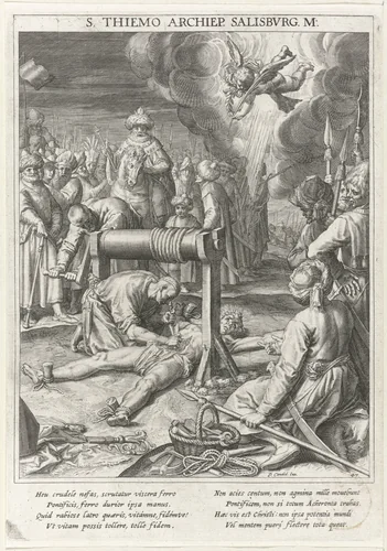 Marteldood van Theodomarus van Salzburg by Raphaël Sadeler, print, 1615