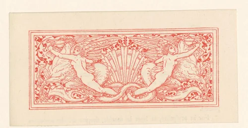 Twee figuren met hippocampus by Walter Crane, print, 1892