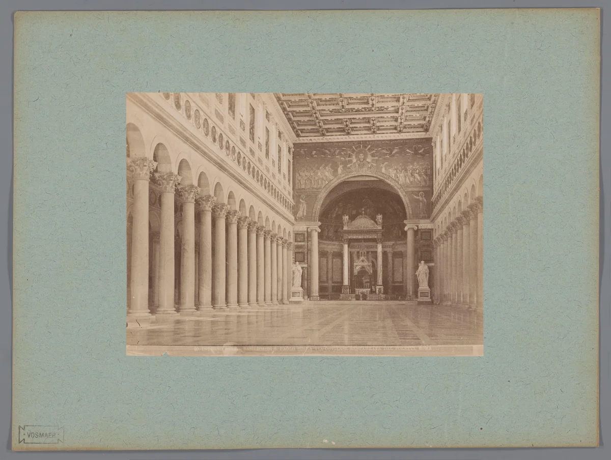 Interieur van de Sint-Paulus buiten de Muren te Rome, Italië by anonymous, photograph, 1851-1900