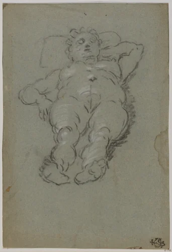 Reclining Female Nude by Domenico Tintoretto, drawing, 1600-1635