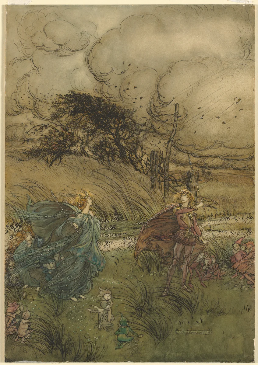 And Now They Never Meet in Grove or Green by Arthur Rackham, drawing, 1908
