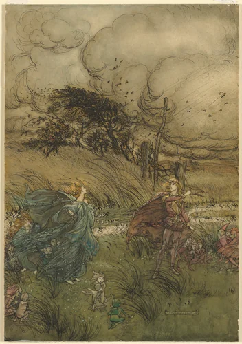 And Now They Never Meet in Grove or Green by Arthur Rackham, drawing, 1908