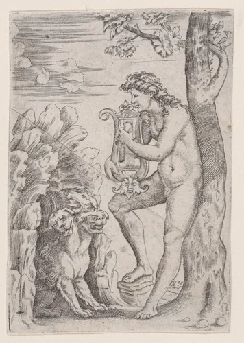 Orpheus by Agostino Veneziano, print, 1523-1533