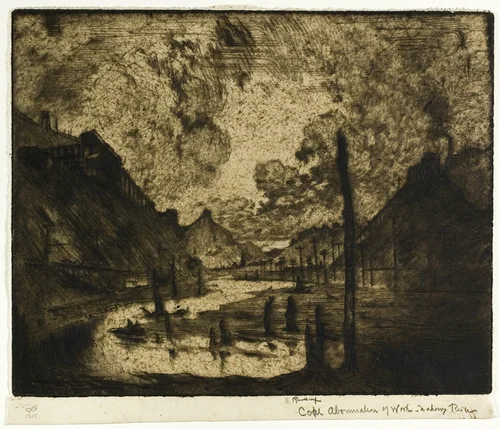 Coal—Abomination of Work, Mahanoy River by Joseph Pennell, print, 1908