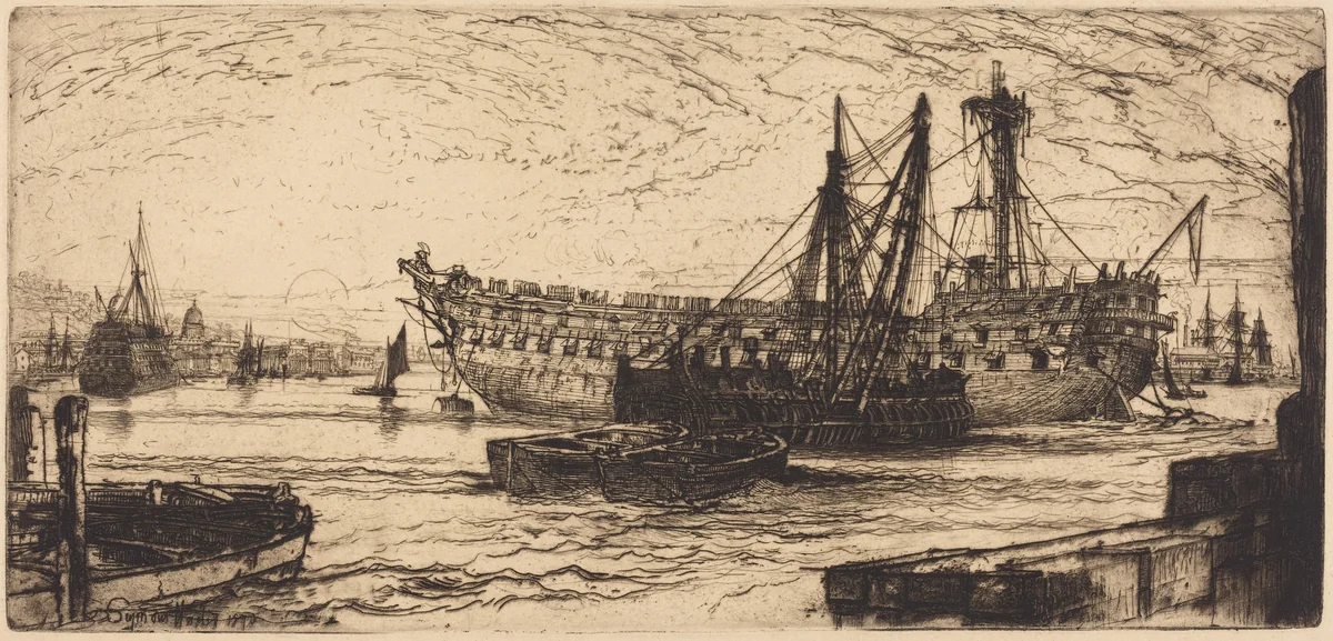 Breaking Up of the Agamemnon by Francis Seymour-Haden, print, 1870