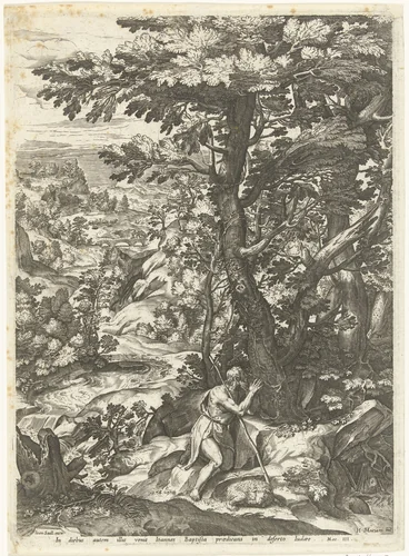 Landschap met Johannes de Doper by anonymous, print, 1575-1665