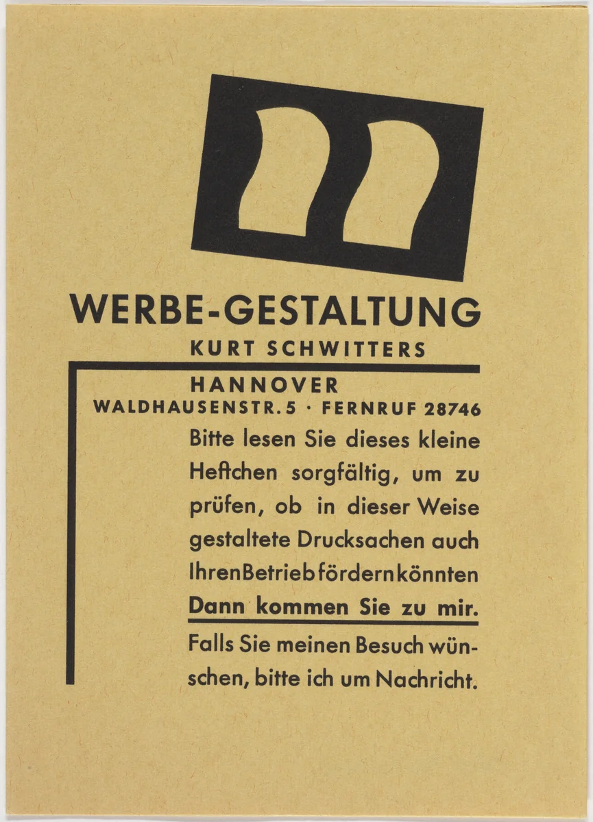 Die neue Gestaltung in der Typographie, Werbe-Gestaltung by Kurt Schwitters, design, 1930