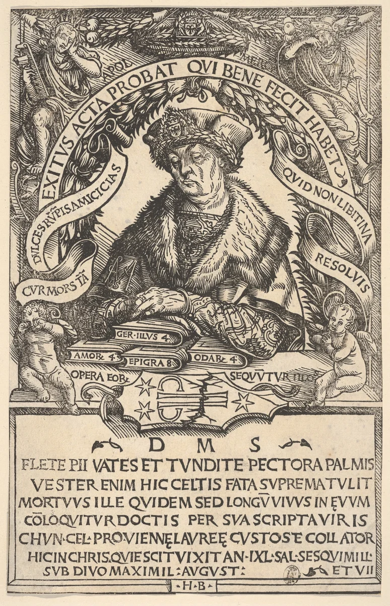Epitaph of Conrad Celtis by Hans Burgkmair, print, 1507