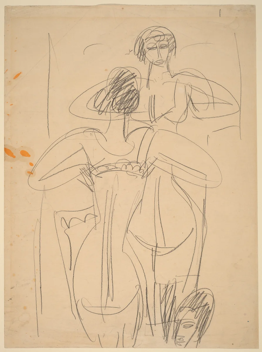 Girl Before a Mirror by Ernst Ludwig Kirchner, drawing, 1880-1938