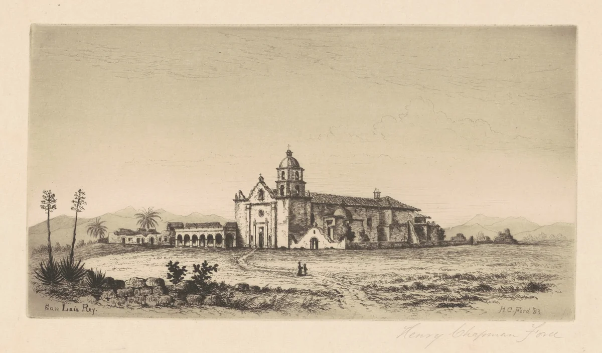 Mission San Luis Rey de Francia by Henry Chapman Ford, print, 1883