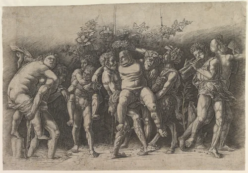 Bacchanal with Silenus by Andrea Mantegna, print, 1475