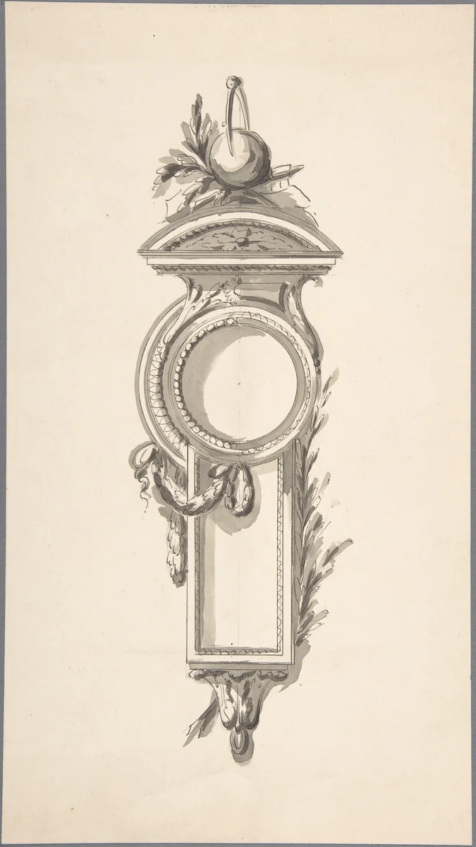 Design for a Clock Case by anonymous, drawing, 1765-1775