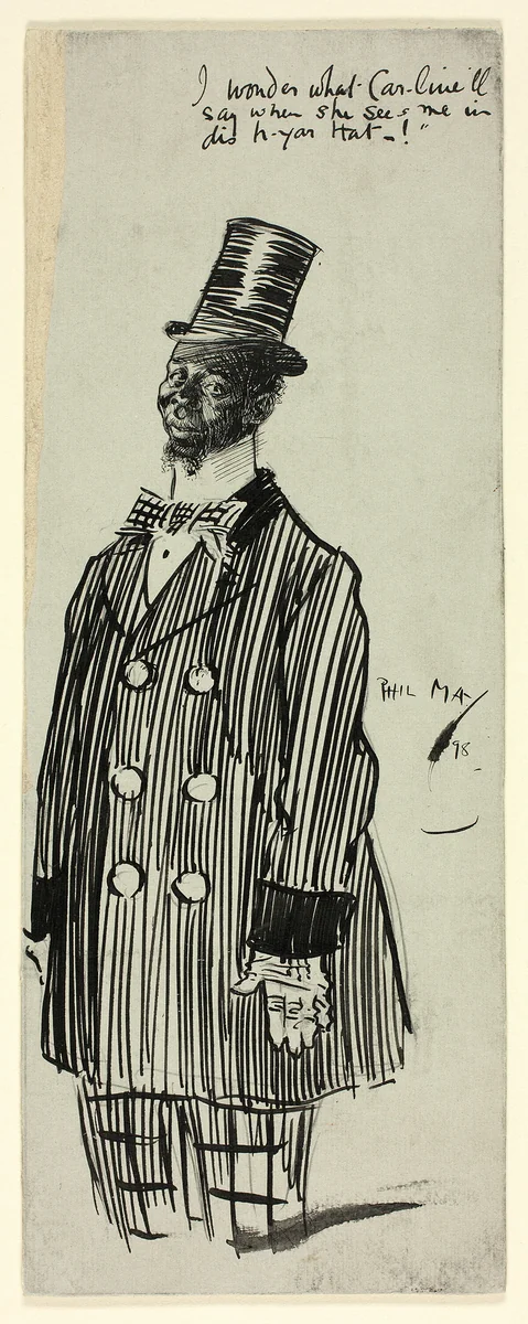 I Wonder What Caroline'll Say by Philipp William May, drawing, 1898
