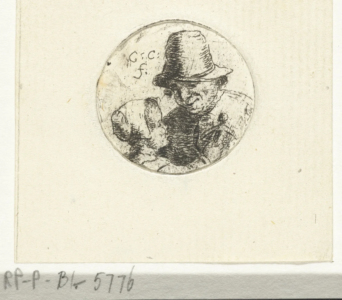 Buste van onbekende man met dochter by Christina Chalon, print, 1758-1808