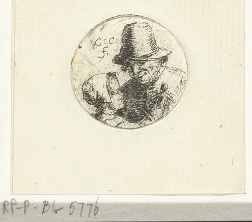 Buste van onbekende man met dochter by Christina Chalon, print, 1758-1808